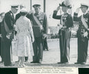 King Gustaf VI Adolf presents Queen Elizabeth to Chief Commander General Svedlund - Vintage Photograph