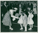 Queen Elizabeth gets a flower bouquet - Vintage Photograph