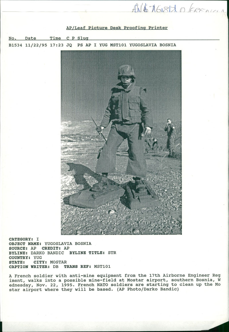 A French soldier with anti-mine. - Vintage Photograph