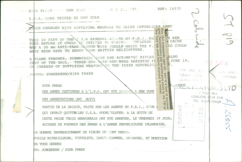 supplying weapons to Republican Army. - Vintage Photograph