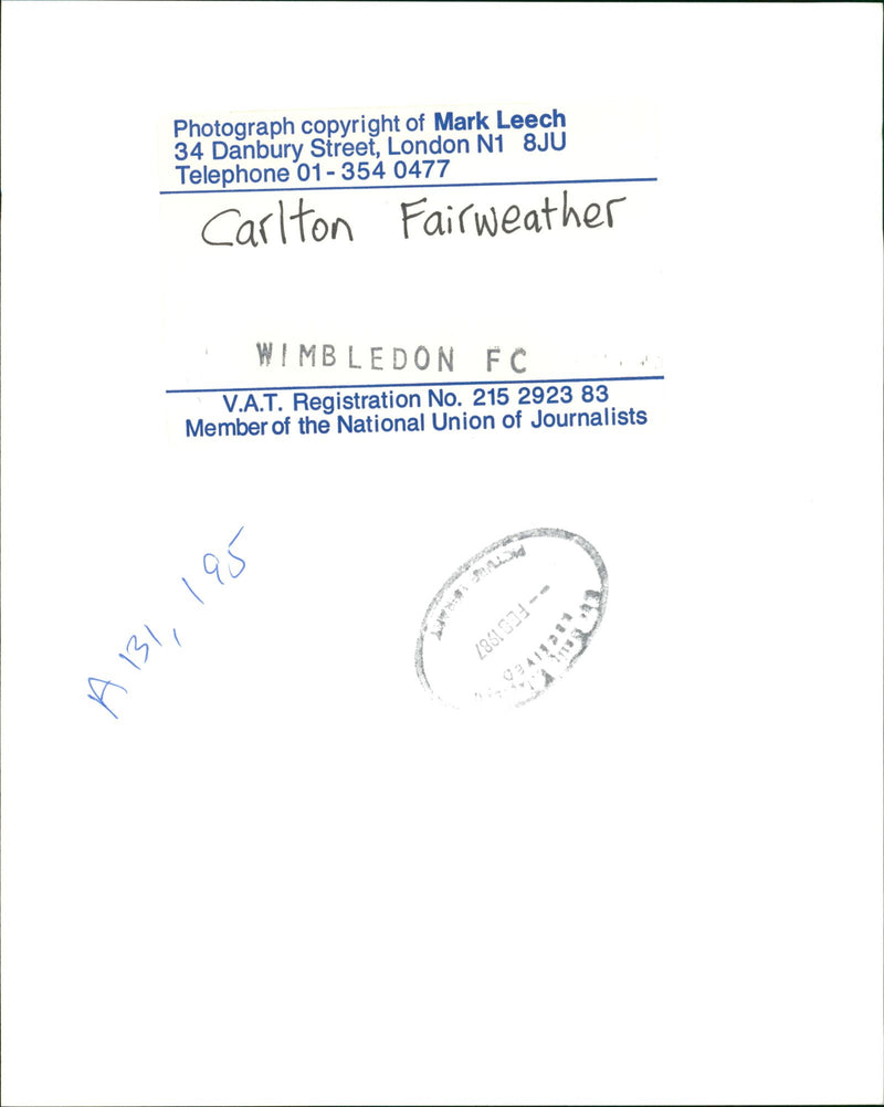 Carlton Fairweather - Vintage Photograph