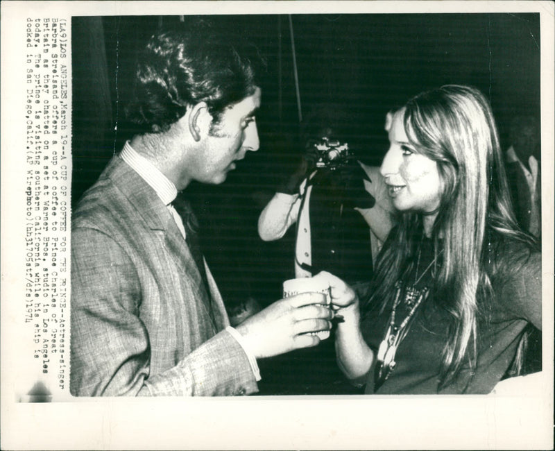 Actress Barbra Streisand with Prince Charles. - Vintage Photograph