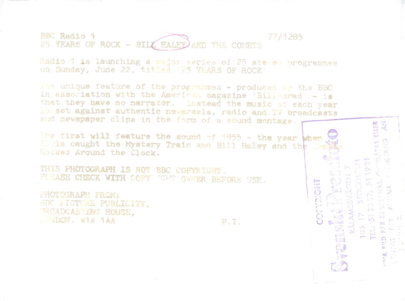 USA rock musician Bill Haley and His Comets - Vintage Photograph