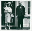 Queen Elizabeth and Dr. Ludwig Erhard. - Vintage Photograph