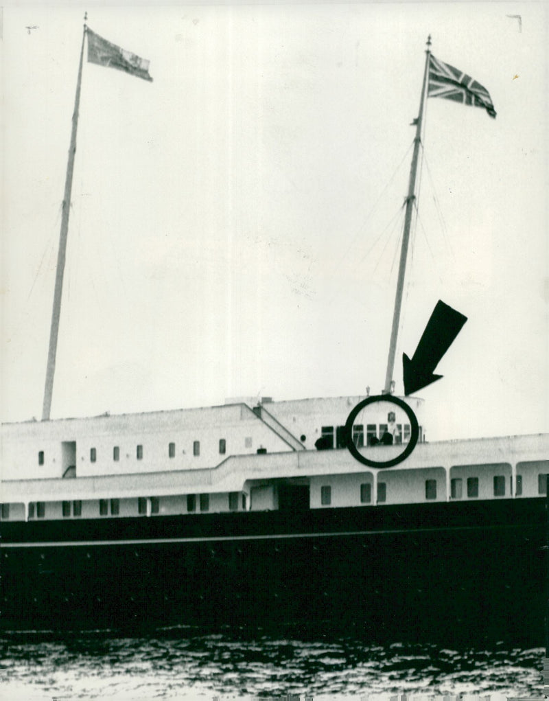 Queen Elizabeth II and Prince Philip, Duke of Edinburgh arrive to Sweden with the ship "Britannia" - Vintage Photograph