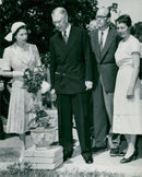 Queen Elizabeth on visit to painter Larsson in Ãngby. - Vintage Photograph