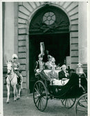 Queen Elizabeth and King took to the stadium. - Vintage Photograph