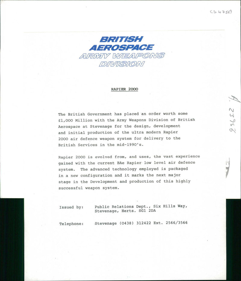 Rapier 2000 - Vintage Photograph