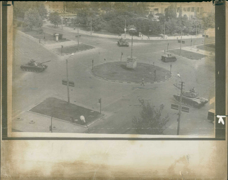 Tanks and troops. - Vintage Photograph