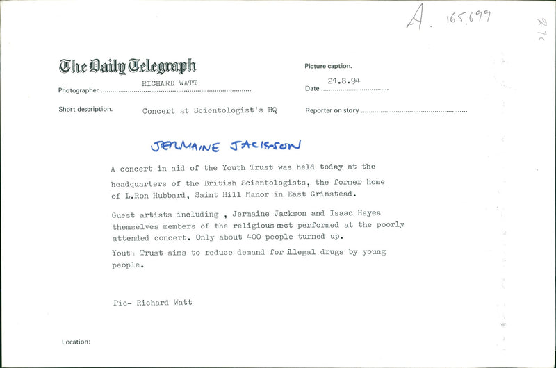 Mr.Jermaine Jackson's Concert at scientologist's HQ - Vintage Photograph