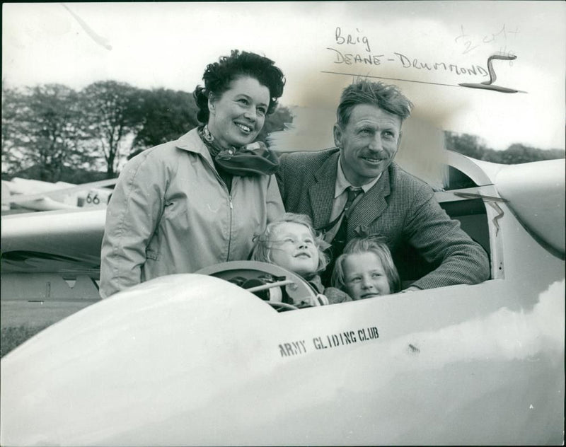 A.J. Deane-Drummond, wife Evie, daughters Anna and Celia - Vintage Photograph