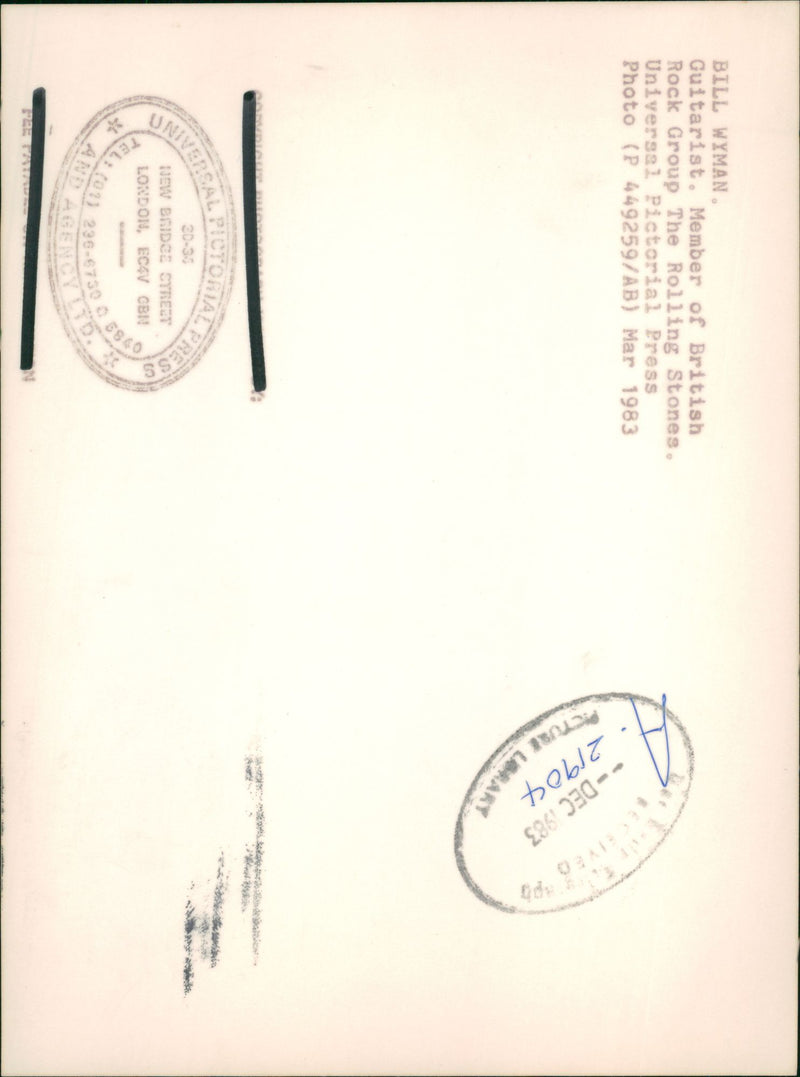 The Rolling Stones: Bill Wyman - Vintage Photograph