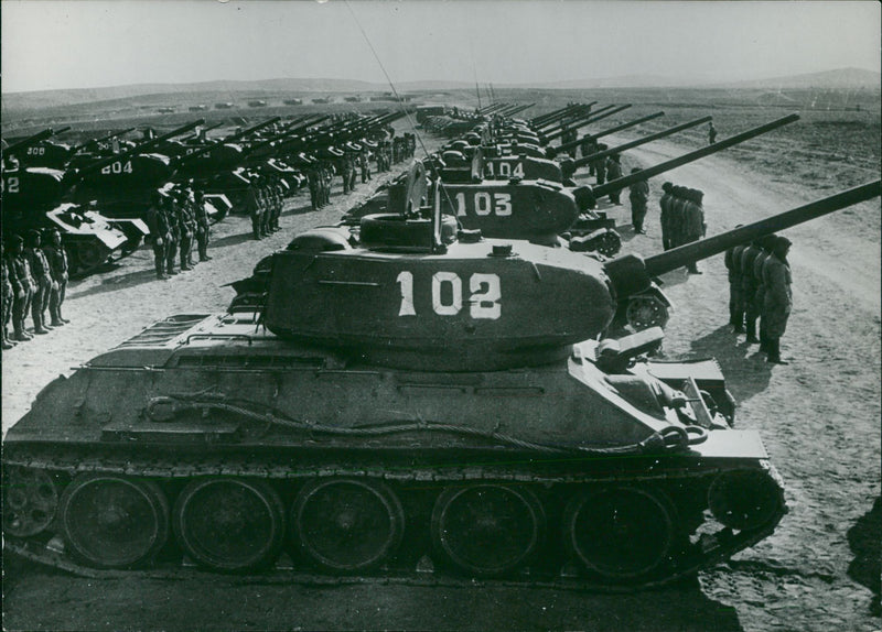 russian tanks. - Vintage Photograph