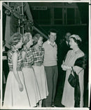 Queen elizabeth with TV artist. - Vintage Photograph