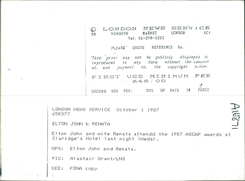 Elton John with Renata - Vintage Photograph