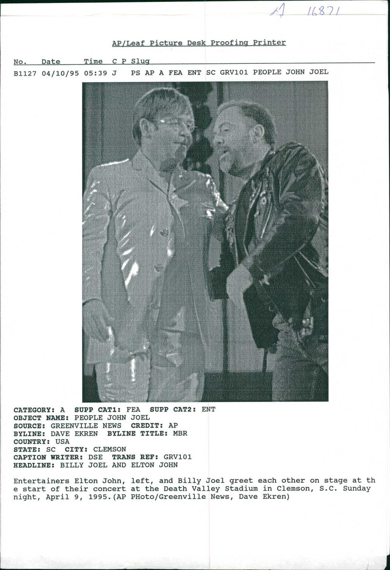 Elton John with Billy Joel - Vintage Photograph