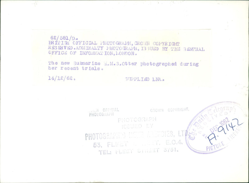 The New Submarine HMS Otter. - Vintage Photograph