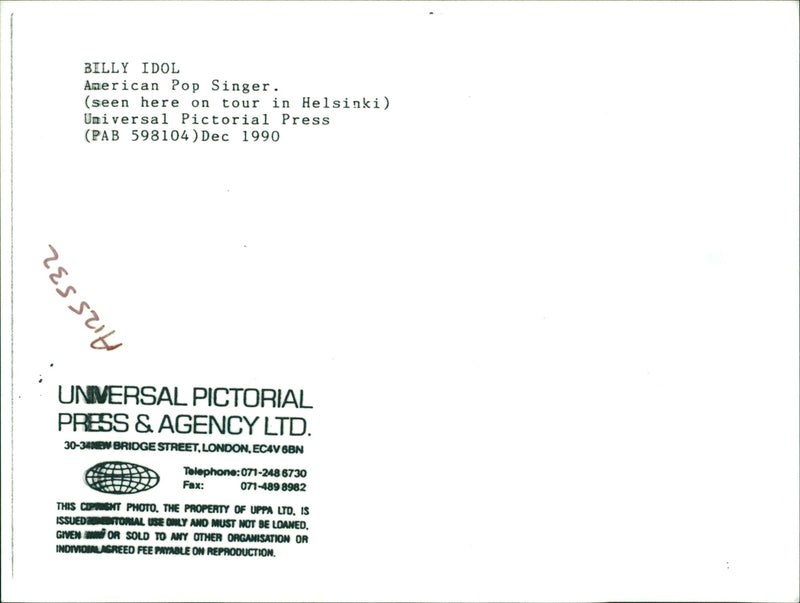 Billy Idol Musician. - Vintage Photograph