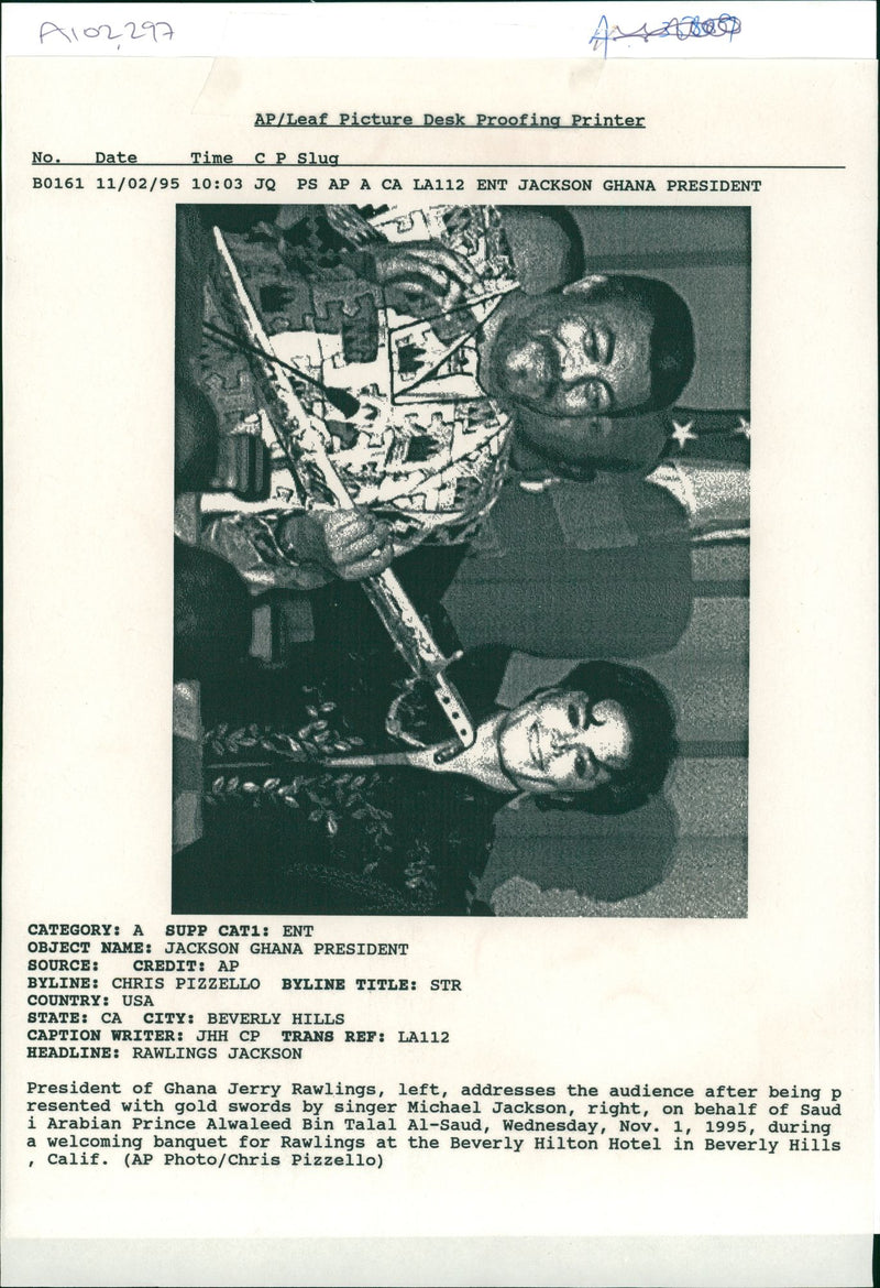 Jerry Rawlings with Michael Jackson - Vintage Photograph