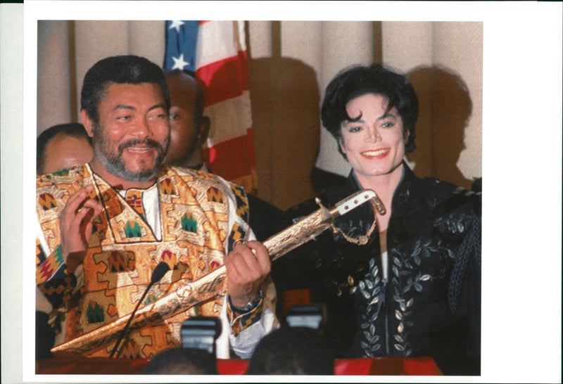 Jerry Rawlings with Michael Jackson - Vintage Photograph