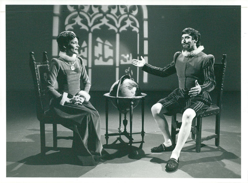 Bibi Nordin and Batle Sahlin in a stage that takes place in Spain, in 1578. - Vintage Photograph