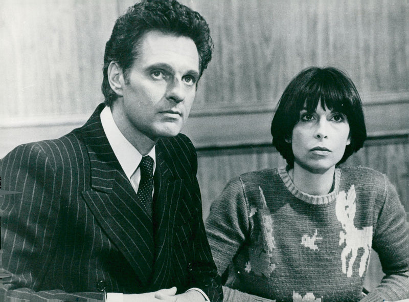 Alan Alda and Talia Shire in the movie "Caryl Chessman - Sentenced to die" as shown on TV2 - Vintage Photograph