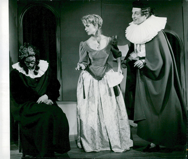 Lars Elwin, Britt Olofsson and Arthur Hultling in the Barber in Seville at the Pioneer Theater - Vintage Photograph