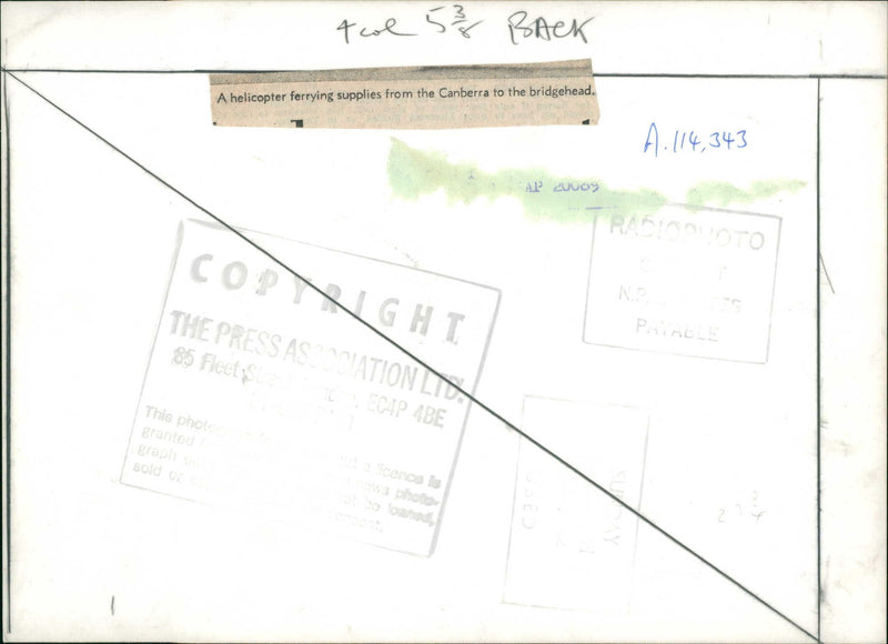 A helicopter ferrying supplies - Vintage Photograph