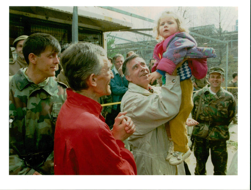 Aleksander Stankovih his son with his daughter. - Vintage Photograph