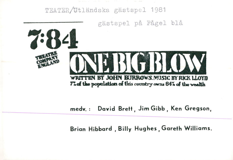 Guestbook of One Big Blow (written by John Burrows, music Rick Lloyd) on Bird Blue - Vintage Photograph