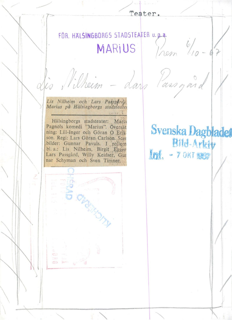 "Marius" på Helsingborgs stadsteater - Vintage Photograph