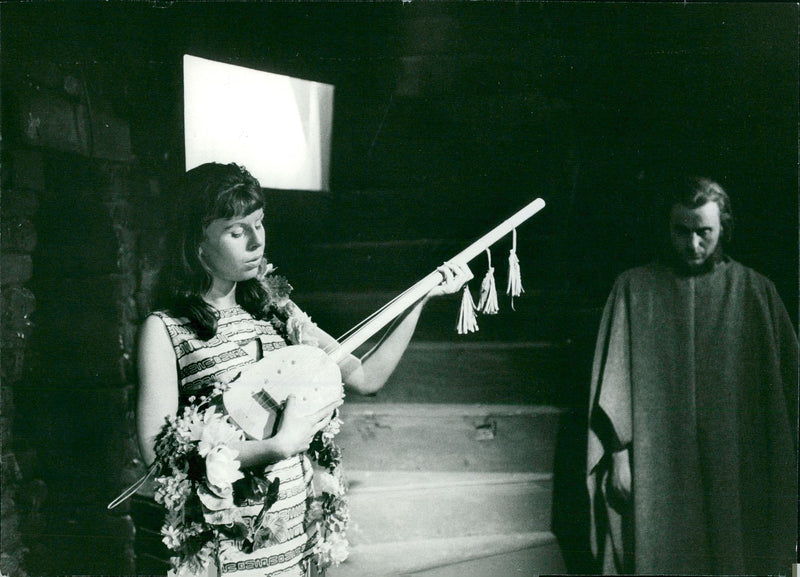 Gudrun Ãstbye and HÃ¥kan Serner in "The Firstborn" of Christopher Fry at the Marsyas Theater - Vintage Photograph