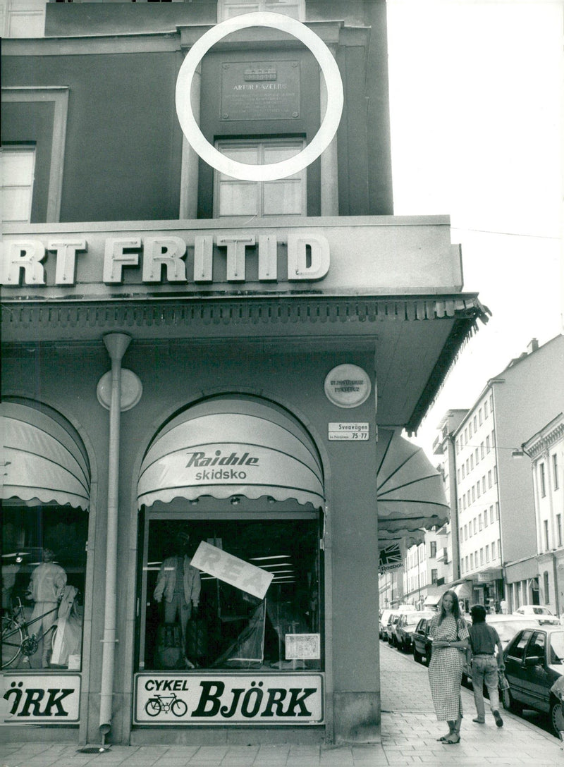 Artur Hazelius memorial board on Sveavägen - Vintage Photograph