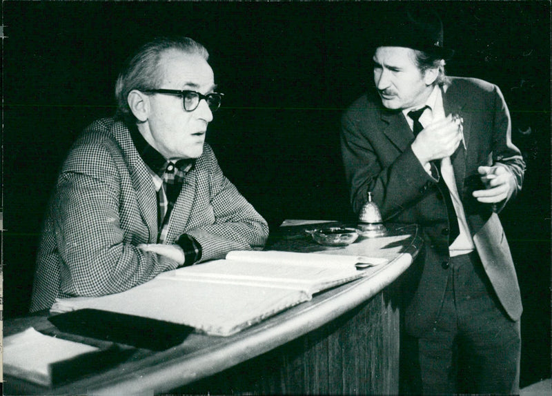 Arne Nyberg and Rune Ottosson in Eugene O'Neill's "Hughie" at the City Library - Vintage Photograph