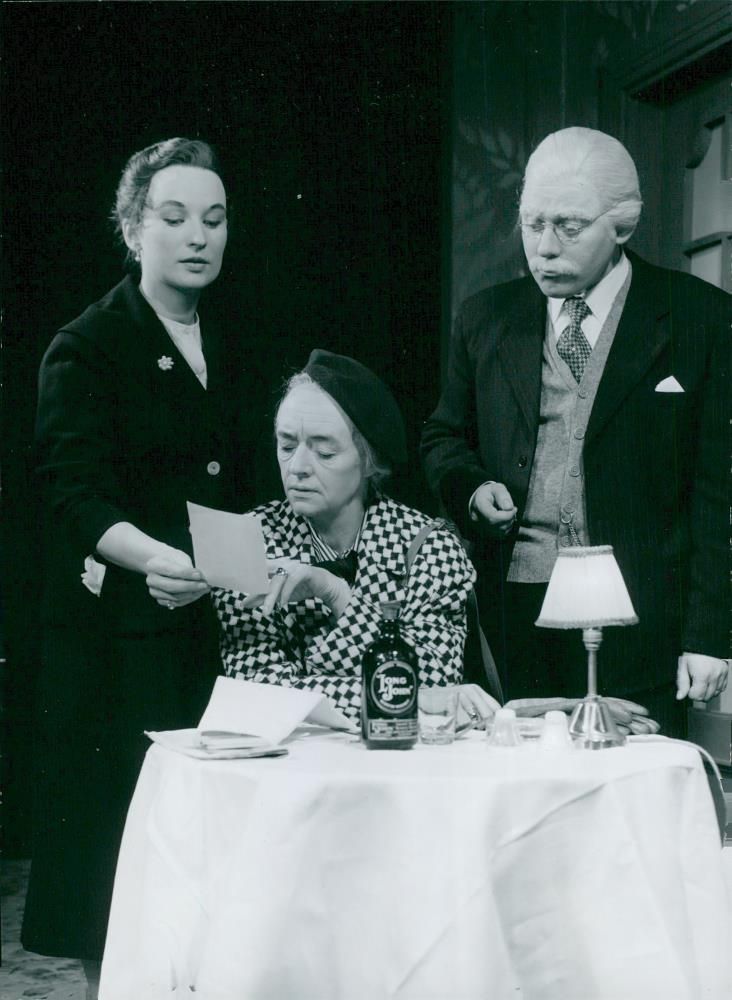 Helsingborg City Theater. Margreth Weiver, Dagny Stenius and Bertil NorstrÃ¶m in "At separate tables" - Vintage Photograph
