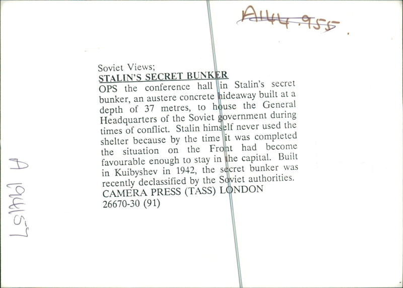 Joseph Stalin: secret bunker - Vintage Photograph