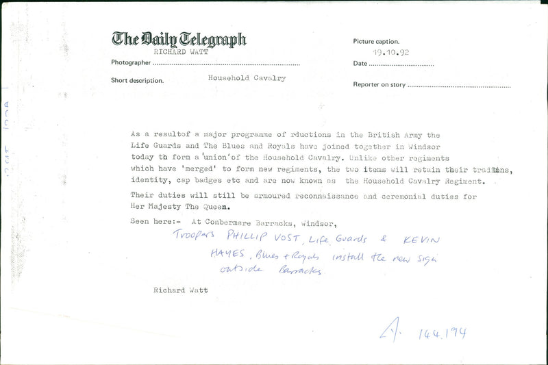 Household Cavalry - Vintage Photograph