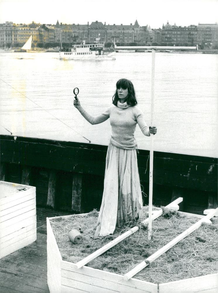 Margaretha Ãsberg dances on "Life Boat" outside the Modern Museum to music by Steve Reich - Vintage Photograph