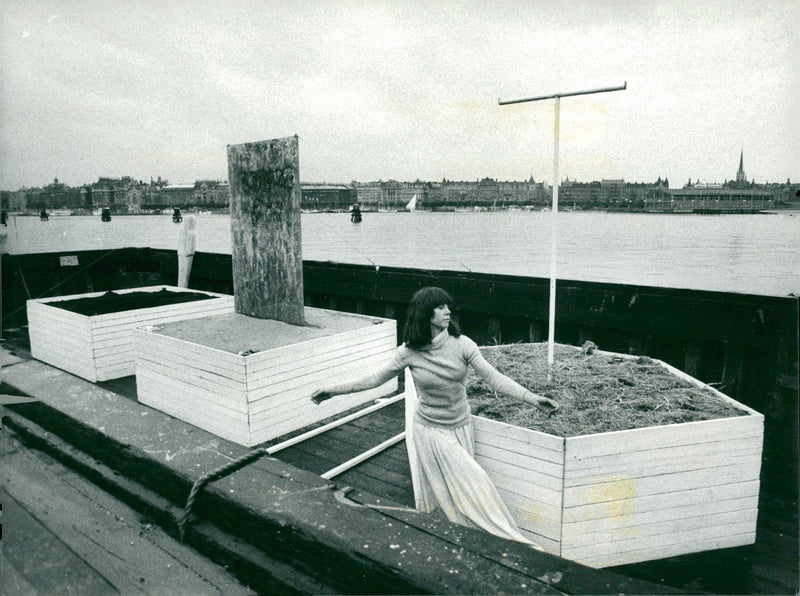 Margaretha Åsberg dances on "Life Boat" outside the Modern Museum to music by Steve Reich - Vintage Photograph