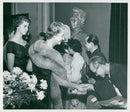 Princess Margaretha and Sibylla are greeted with flowers and solos of members from the Japanese ballet at the Concert Hall - Vintage Photograph