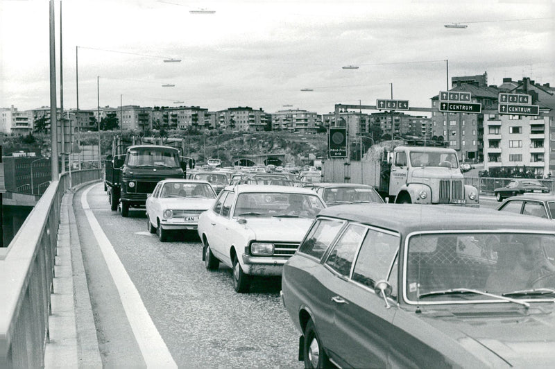 BilkÃ¶er at Essingeleden - Vintage Photograph