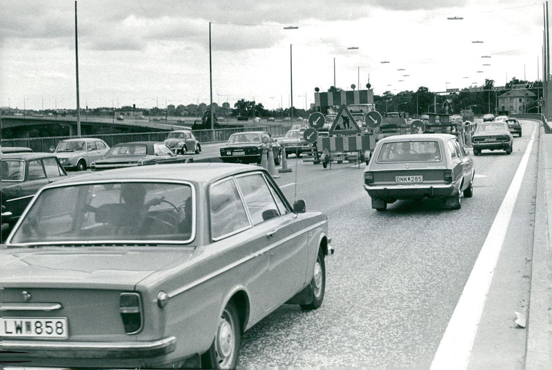 Trafikkaos vid Essingeleden - Vintage Photograph