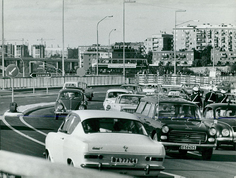 The opening of the Essingeleden with the little Essingen in the background - Vintage Photograph