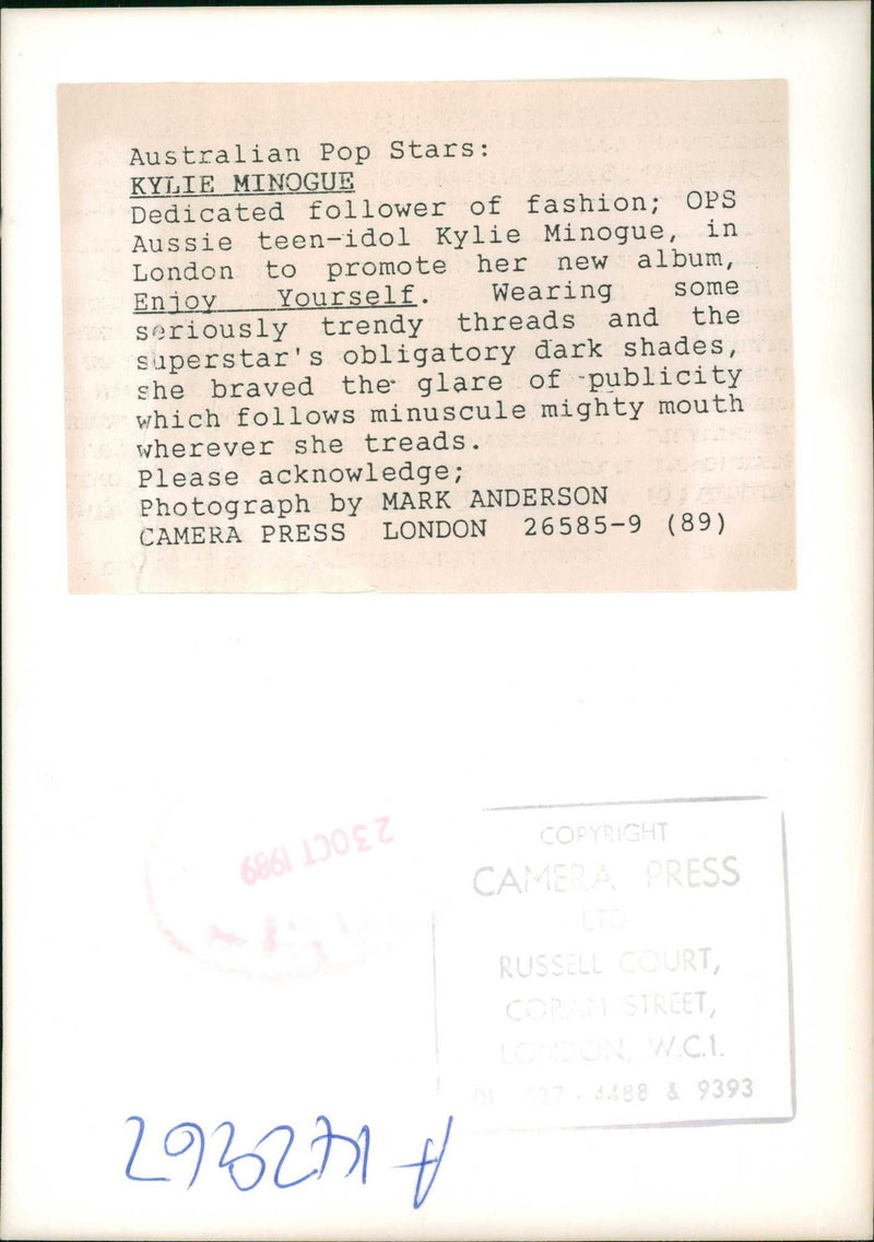 Kylie Minogue - Vintage Photograph