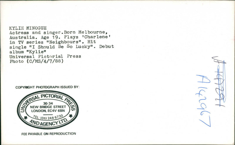 Kylie Minogue - Vintage Photograph