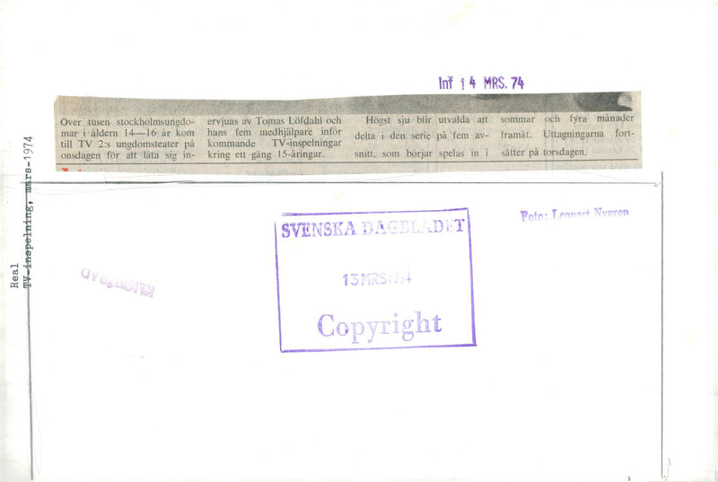 TOMAS FIVE SELECTED LOFDAHL AND LET FOUR SEVEN YEARS POET JOHN JAZZ - Vintage Photograph