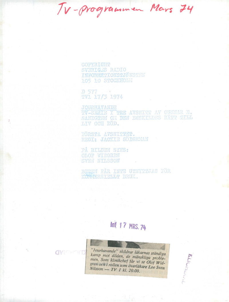 1974 SWEDEN BUT CONMERSITAT WID DEPICTS ROLE WIDE CALLCH NIL STAR POET JOHN JAZZ - Vintage Photograph