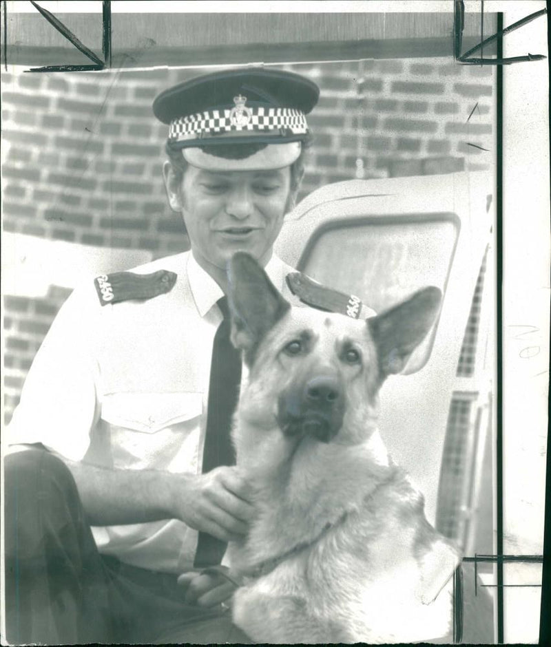 PC John Shepherd and police dog sam. - Vintage Photograph