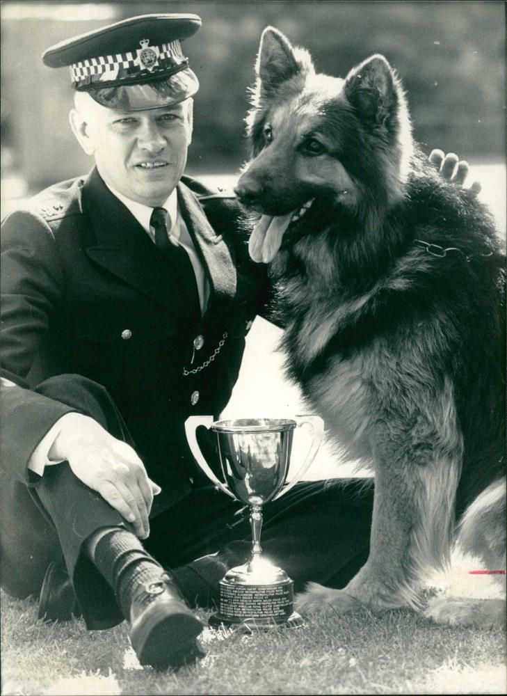Police Dog rocky with his handler Steven Labec. - Vintage Photograph