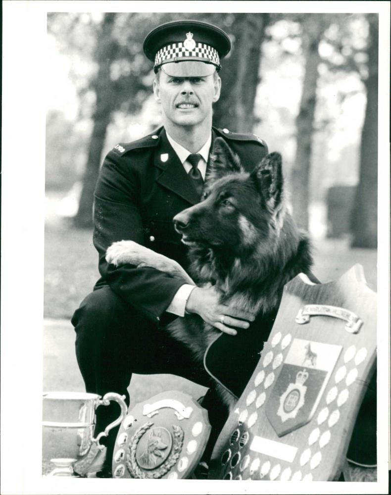 P.C Alan French with his dog. - Vintage Photograph